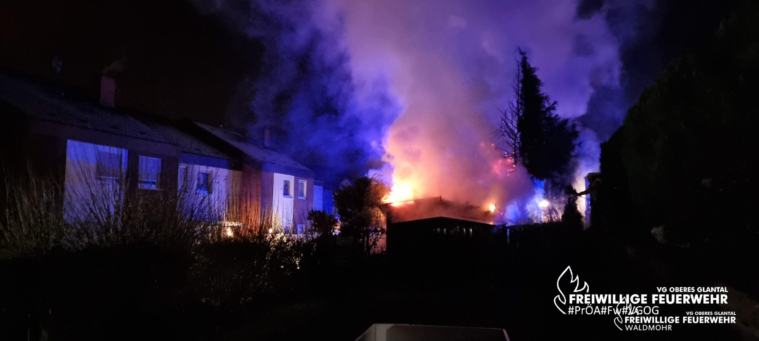 Brand eines Gartenhauses, Waldmohr